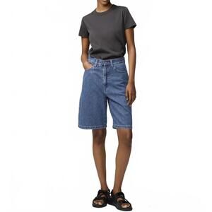 Uniqlo U 10" Denim Half Shorts Casual Blue Jort NWT Size 23